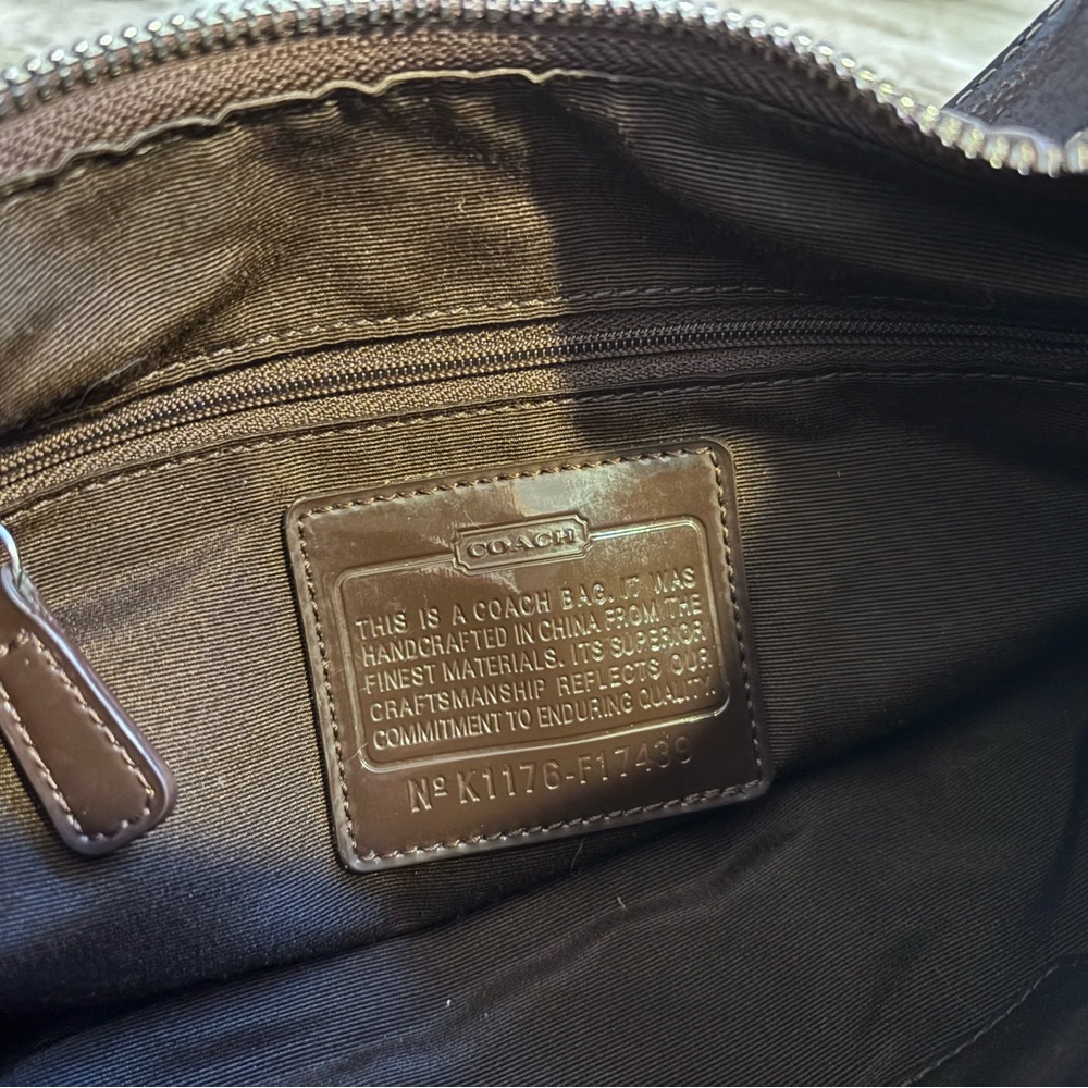 Coach Signature Jacquard Stripe Demi Brown and Tan Shoulder Bag - Picture 8 of 10